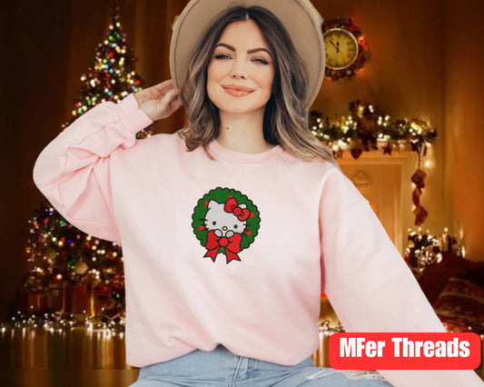 Kitty Christmas embroidered sweatshirt