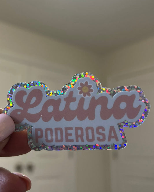 Latina poderosa glitter sticker