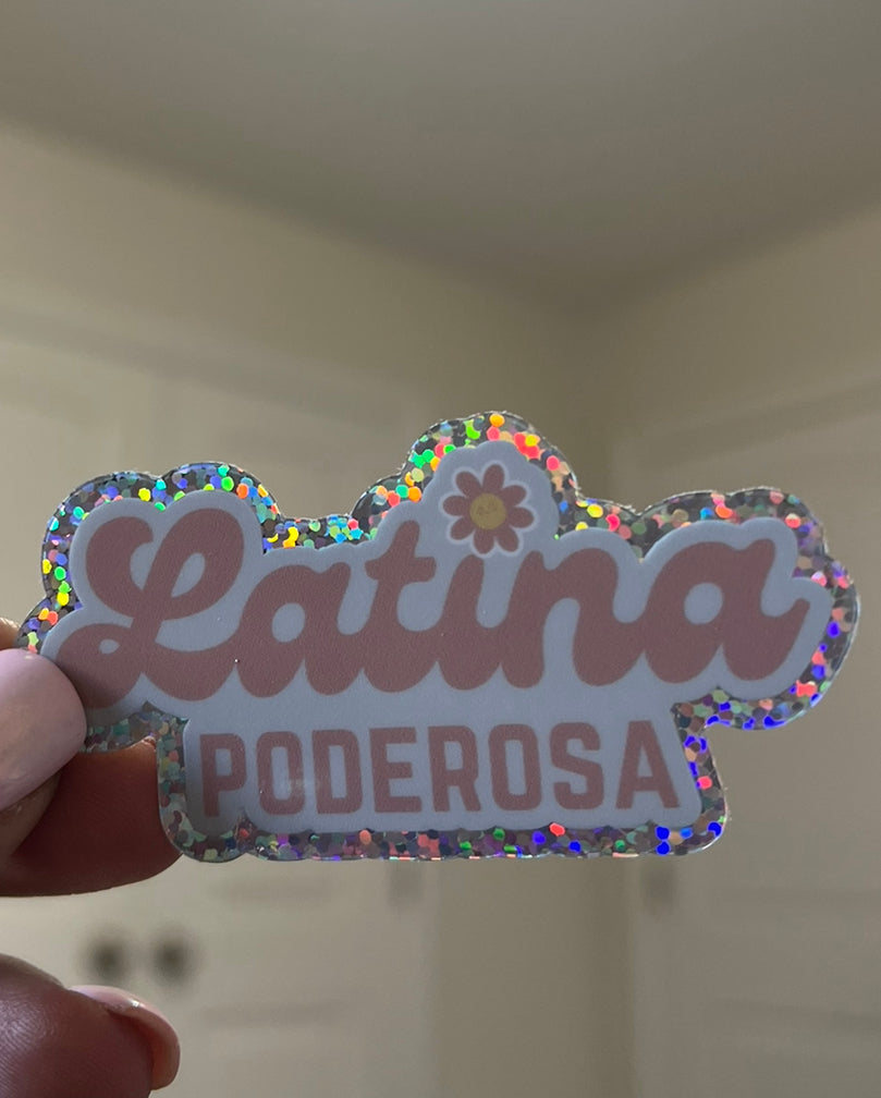Latina poderosa glitter sticker
