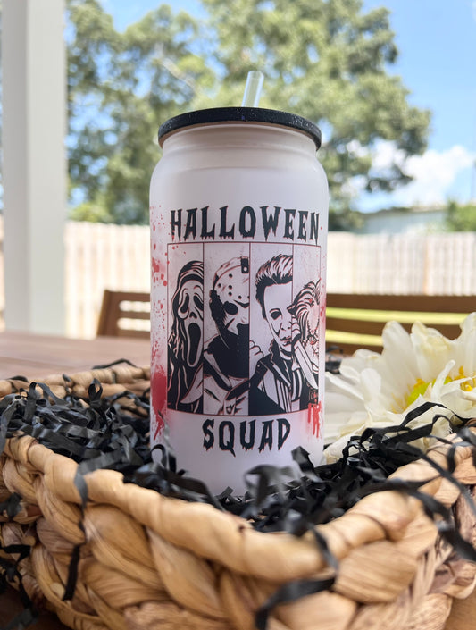 Halloween Squad Glass Can